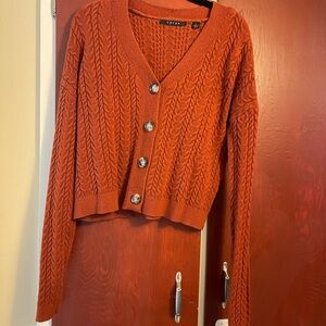 Cyrus Rust Cable Knit Cardigan